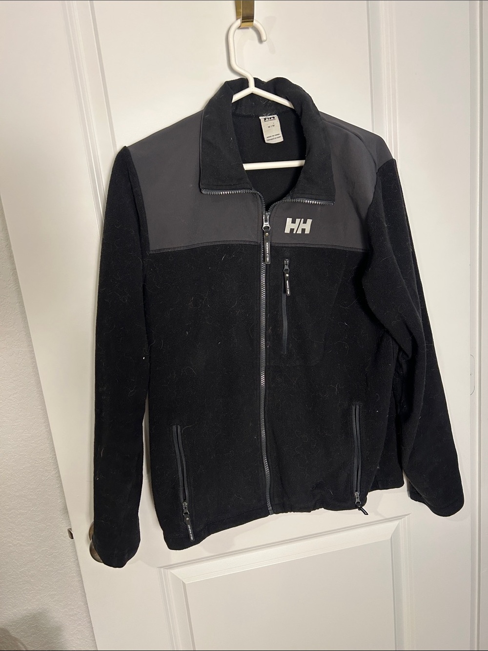 Helly Hansen Black Performance Fleece Jacket with Gray Yoke